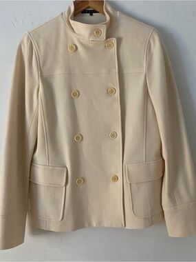 Theory Cream Double-Breasted Pea Coat